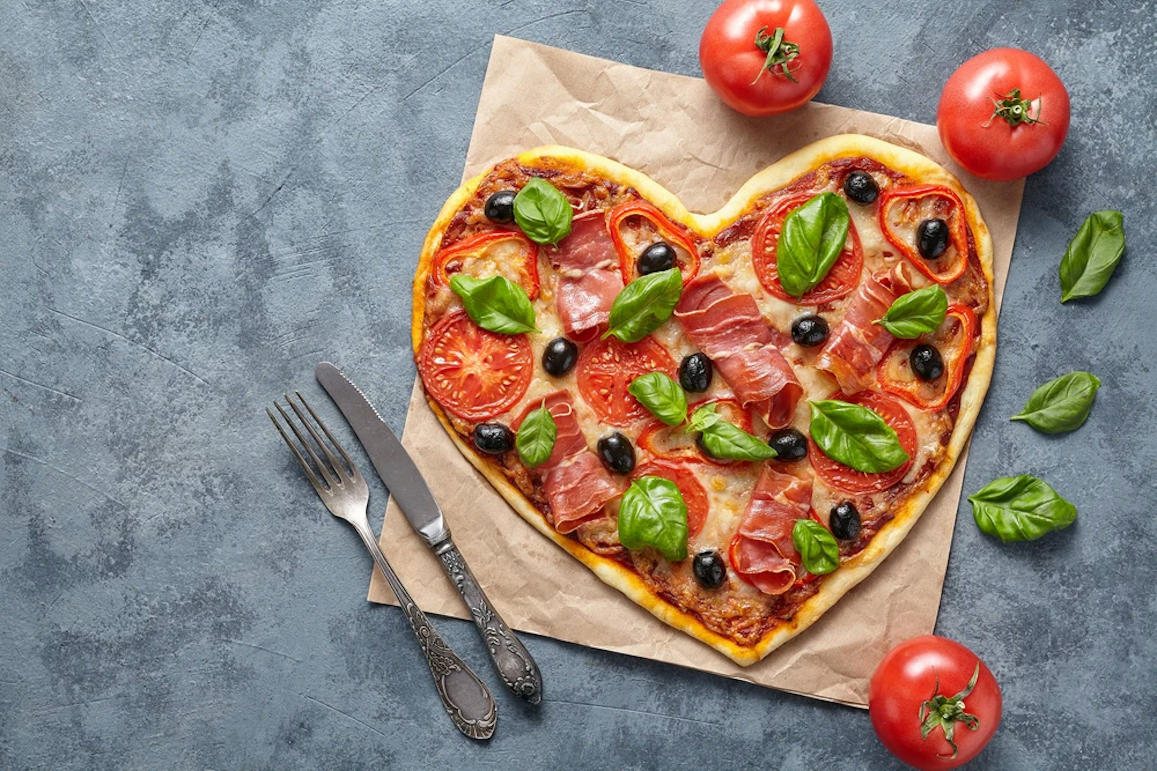 Heart shaped pizza