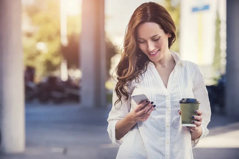 Happy woman on phone