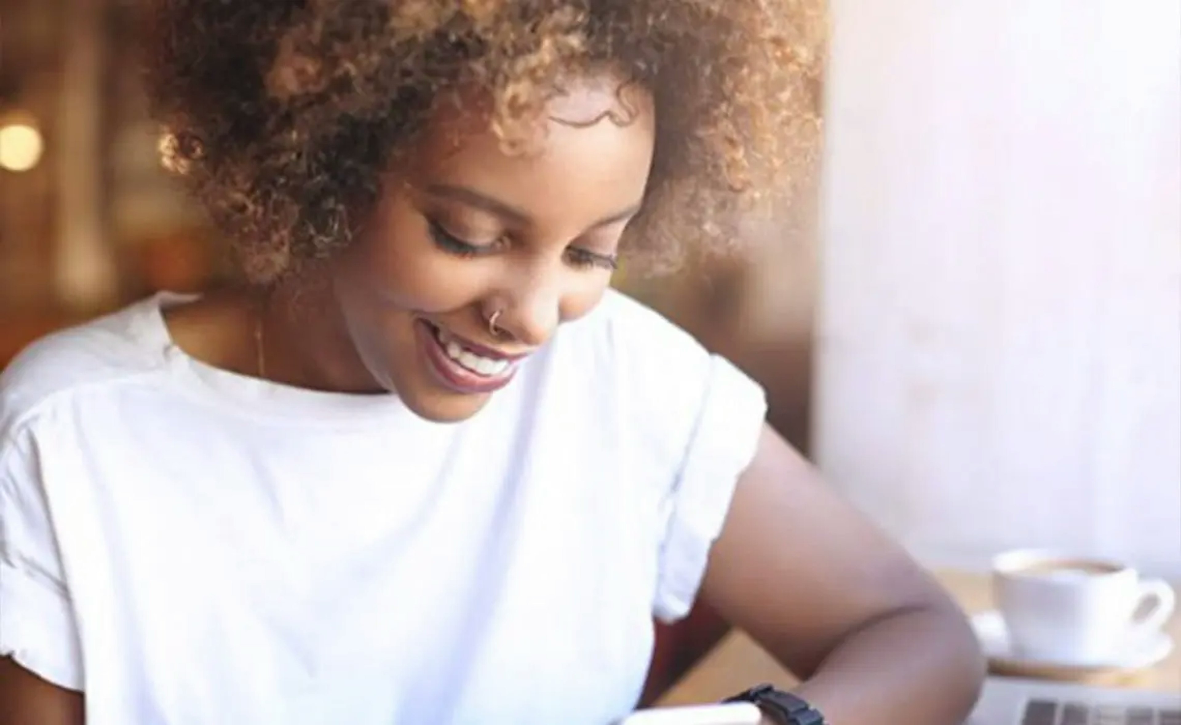 Happy woman on phone