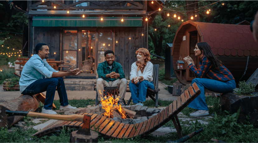 friends around a DIY fire pit