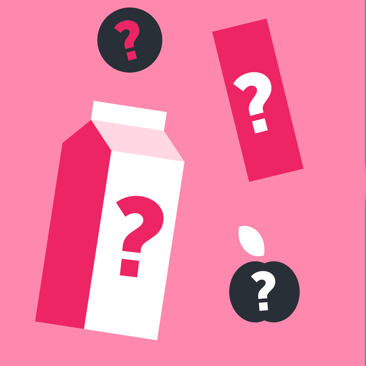 groceries with question marks