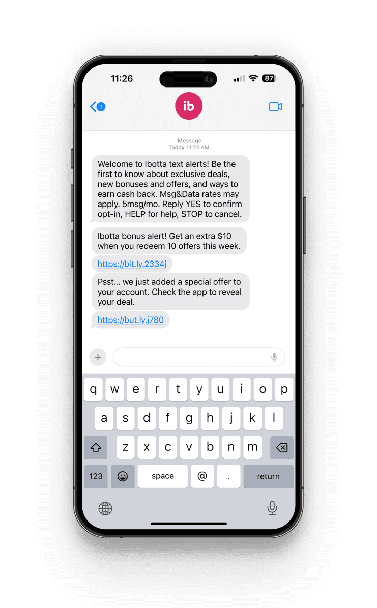 Phone with text message