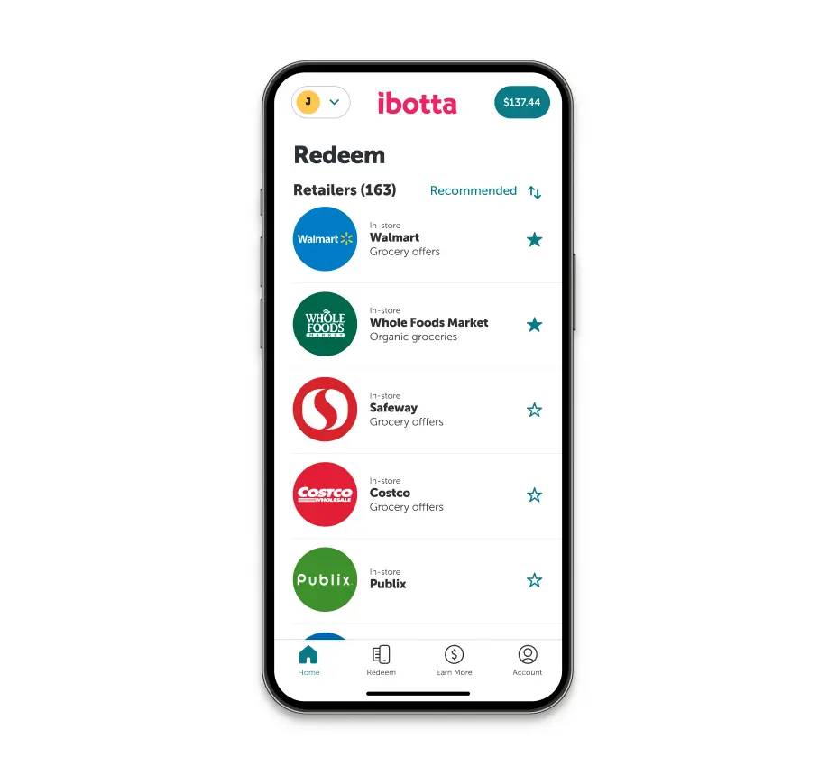 Redeem rewards with retailers, Walmart, Whole Foods, Safeway