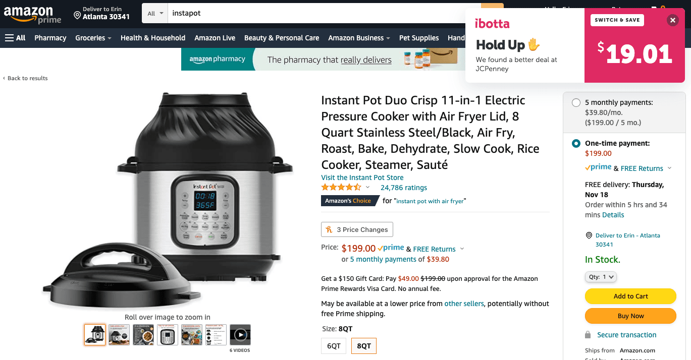 browser extension price comparison alert