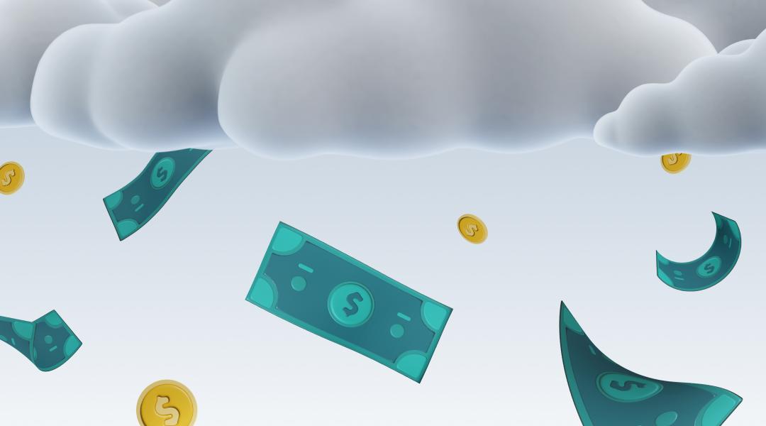 raining cash and coins