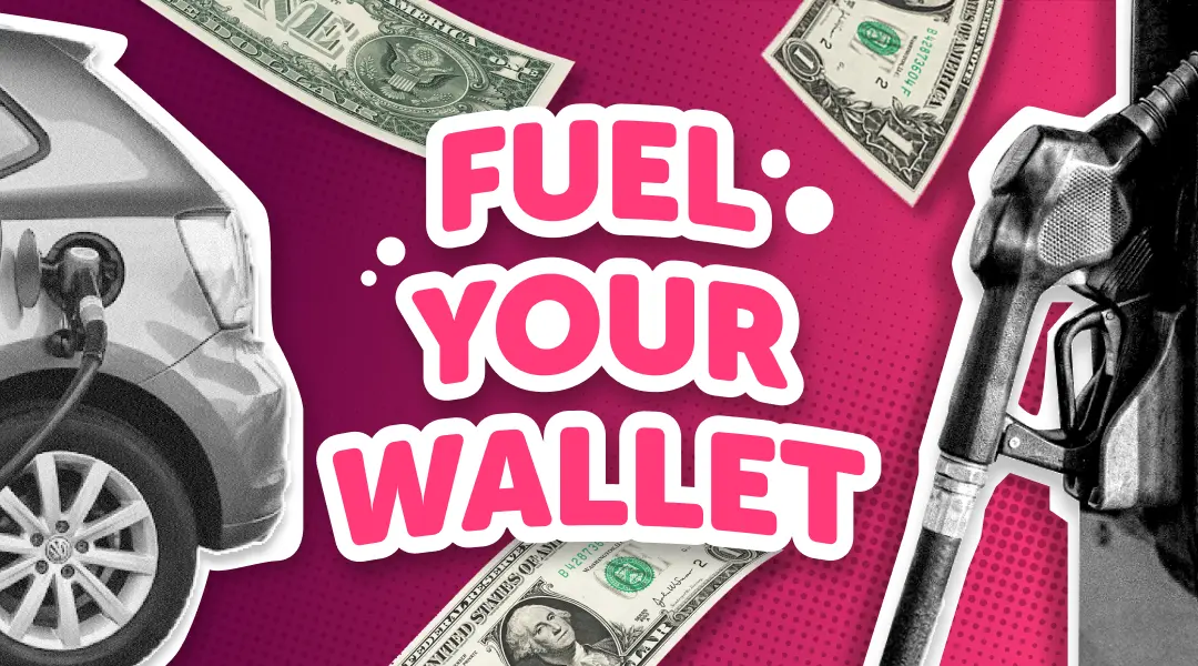 A gas pump and a car filling up on gas.