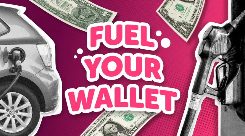 A gas pump and a car filling up on gas.